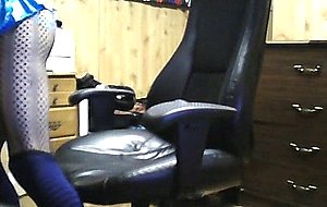 Blonde haired crossdresser enjoying herself on cam