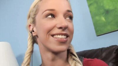 Foxy blonde girl Jada Stevens blows a black man and rides him
