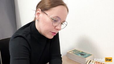 Russian teacher takes cock with hungry throat deep in pov