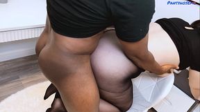 Chubby Brunette Milf Dana Gets Some BLack Cock Interracial Pantyhose Sex With Momo