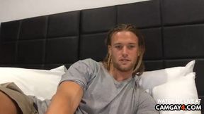 Blonde boy On webcamera
