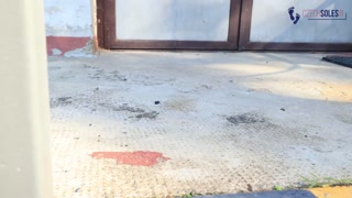 Big size 43 feet on a road trip (BBW feet, BIG feet, dirty soles, foot tease, sexy soles, chubby)