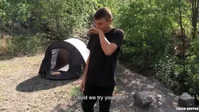 Horny Camper Takes Money From A Stranger To Suck Ride His Cock In His Tent - Hot