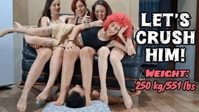 #90 Anya, Beatriz, Madu and Red-C – Let's Crush Him! – Smashed Under Couch by Four Mistresses