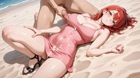 Sultry Red Haired Beauty Seaside Fuck: From Kneeling Suck to Multiple Cumshots Inside