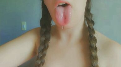 Horny student with dripping mouth begging for hard cock to fill her