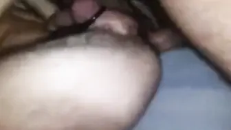 Amateur Hairy Couple Bareback Fuck with Big Cock Gaping