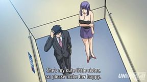 Elevator Scene with Busty Beauties - Hentai Uncensored [Subtitled]