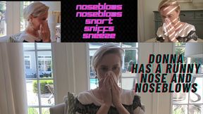 DONNA HAS A RUNNY NOSE AND CAN'T STOP BLOWING HER NOSE IN THE OFFICE! NOSE BLOWS, SNEEZES, SNORTS, SPITS AN BRAND NEW FOOTAGE MP4 FOOTAGE