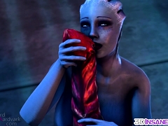 Blue Mass Effect babe fucked by alien dick