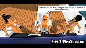 Hot 3D Cartoon Babes Seduce Each Other on a Steamy Boat Ride Adventure