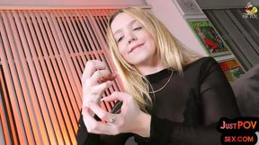 POV anal loving babe shows her sexy feet and rides cock