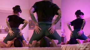 Smell My Gym Fresh Sweat Face Sitting with Your Darling Honey and No1 Pup - All Three Angles