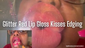 Glittery Red Lip Gloss Kisses Edging - Royal Ro lip worship hd mp4 1080p