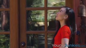 Cutie Kimmy Kimm hangs her legs in the air while I nail her tempting vag