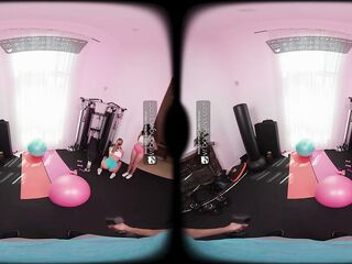 VR Bangers: 2 Slim Women In Shorts Ride Your Rod In A Gym Trio FFM - VR Porn