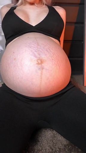 Pregnant, Huge Belly and Leggings Fetish