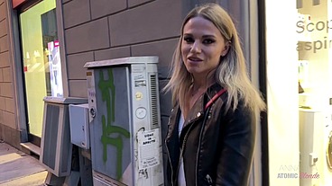 Risky Public Blowjob: Blonde Slut Swallows It All