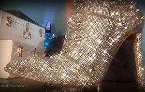 Femdom mesmerize her slave with designer sparkle boots and metronome to make him weak and submissive