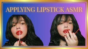 Applying Red/Pink Nude Lipstick ASMR