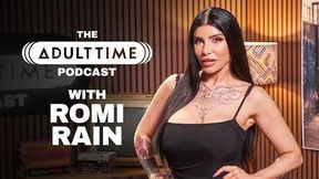Dark-haired beauty Romi Rain in golden age adult time podcast