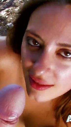 Big tits Nina Feline getting hammered in the woods   Clip 1