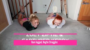 Hogtied Brats - Zoey Ziptie and Captured Kerry - Feet, tapegags, drool galore