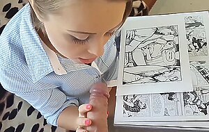 The queen of blowjob suck him off and swallow his sperm