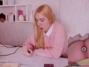 Helping my stepsister with homework but she's too distracted with vibro plug in her ass!