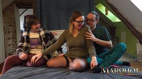 beautiful bedroom threesome – husband & lover double vaginal penetrated me then filled my mouth with cum