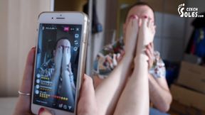 Foot fetish youtuber online streaming her footboy in secret