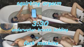 Three and a half minutes underwater breath holding, underwater fun with fuck machine and huge squirting orgasm