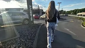 Pick Up An Easy Girl In Front Of McDonalds Because She Wears A Sex Toy In Public