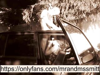 Russian brunette hair passionately sucks jock to her stepbrother in the car