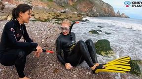 Shocked, Soaked & Humiliated on the Beach in Wetsuit & Snorkel Gear - MOV
