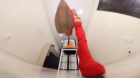 Rebecca - red high-heeled boots VR 360 Full HD