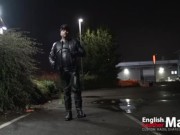 Leather Master uses bull whip outdoors PREVIEW