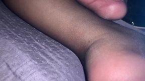 Feet in Black Pantyhose to Jerk off and Cum