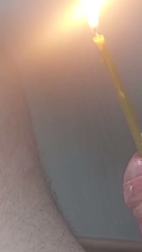 Cock wax play with candle inside urethra   Clip 2