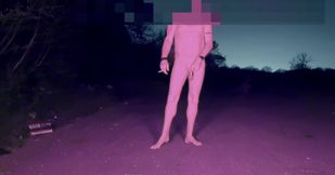 Naked pee and wank on road