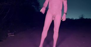 Naked pee and wank on road