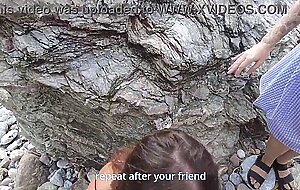 Pickup on the beach ended with an orgy in a public place!