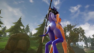 Futa Draenei Fucks a Girl's Ass next to a Lake - Warcraft Porn Parody