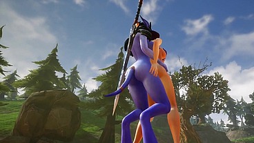 Futa Draenei Fucks a Girl's Ass next to a Lake - Warcraft Porn Parody