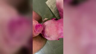 My meaty engorged penis totally vanishes in his bottomless facehole