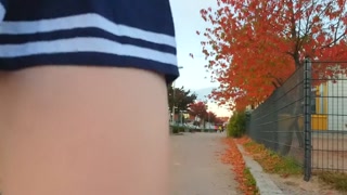 Diaper Girl Pees and Leaks on Street