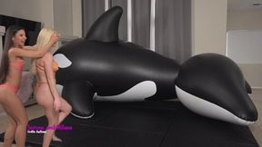 PART 1! Lesbians Fuck on GIANT 5M INFLATABLE WHALE! SQUIRTING!! Part 1 of 2! 4K Version!