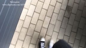 Little supply run in old school black&white sneakers (Mp4)