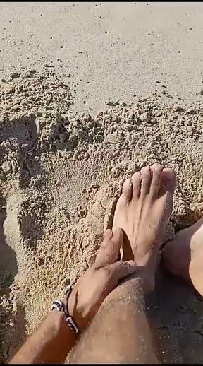 On the Nudist Beach Horny Showing off My Feet