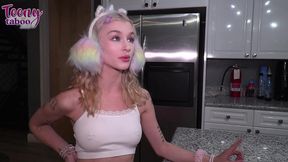 teen emma rosie shares bed time with stepdad before cum in her pussy